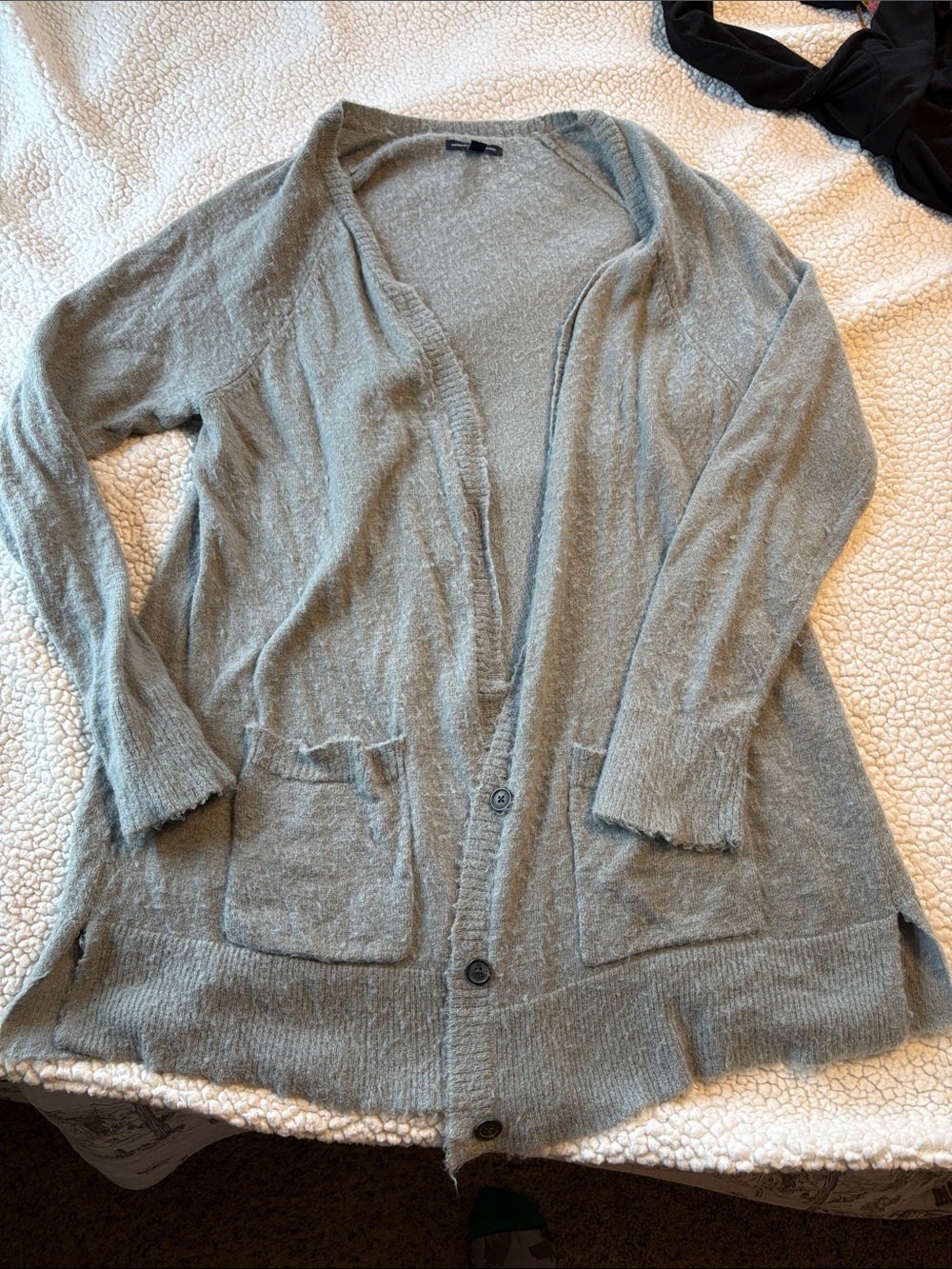 American Eagle Outfitters Heather Gray Open-Front Women's Cardigan